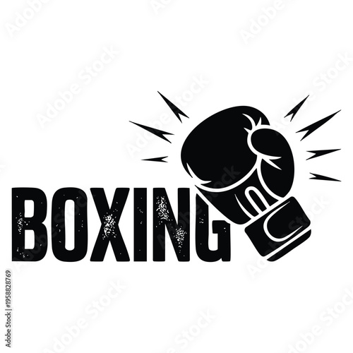 Vintage logo for boxing with glove vector illustration classic sports emblem suitable for gym identity tournament poster or athletic branding design
