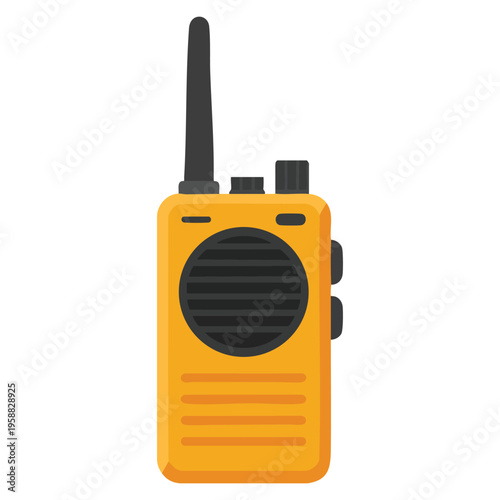Walkie talkie cartoon vector icon with gold mine and material pile theme for industrial and mining communication design