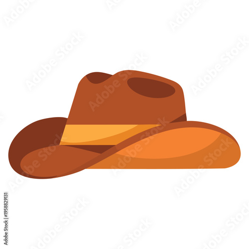 Western brown hat cowboy hat in vintage style vector illustration suitable for rodeo country fashion and traditional western look