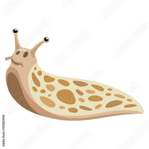 White background slug flat vector illustration, clean and simple wildlife design ideal for nature education and outdoor themed visuals