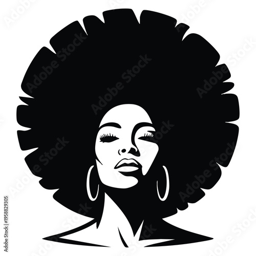 Woman afro hair modern minimalism logo vector illustration template design for beauty brand fashion salon or personal identity concept