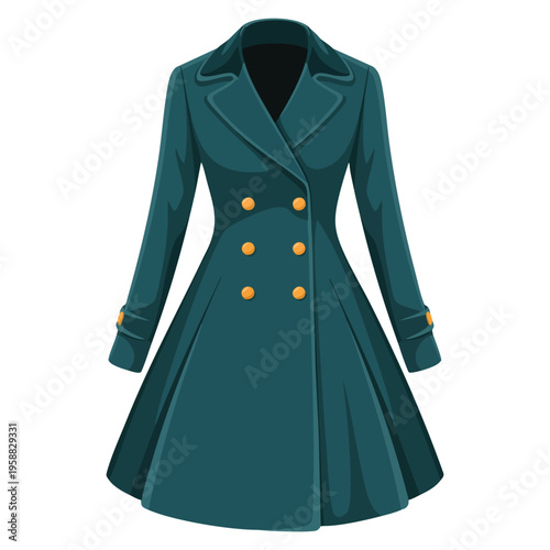 Women clothes blue female restrained coat buttoned single icon in cartoon style bitmap symbol stock illustration suitable for fashion catalog themes