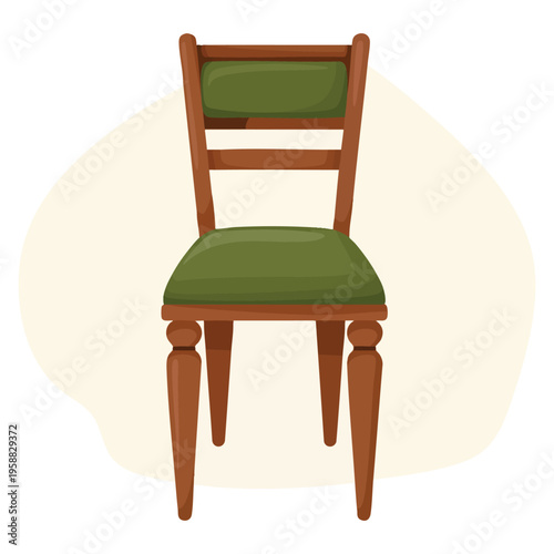 Wooden chair icon in cartoon style isolated on white background library and bookstore symbol stock bitmap illustration ideal for reading and interior themes