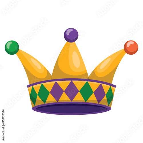 Yellow joker hat accessory icon vector illustration isolated design element suitable for circus carnival costume comedy and festive themes