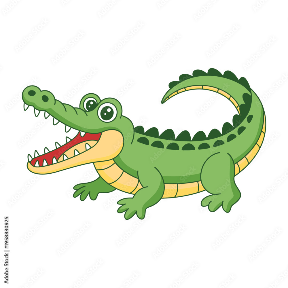 Fototapeta premium Cute cartoon crocodile illustration isolated on white background