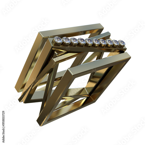Modern Gold and Diamond Ring