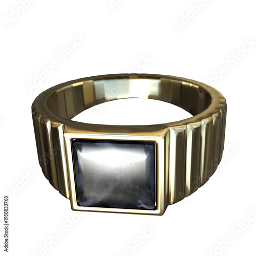 Luxury gold ring with large square stone