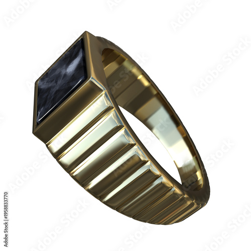 Gold ring with black stone