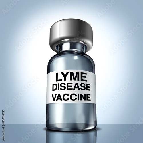 Lyme Disease Vaccine antibody shot bottle as an antibiotic treatment for deer tick bacterial infection vacination symbol for the prevention of infections  and immunization and protection against bites