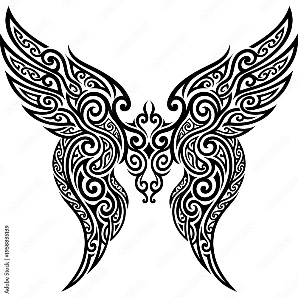 Fototapeta premium Tribal tattoo style angel