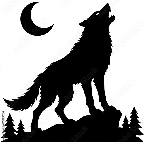 Solid black silhouette of werewolf