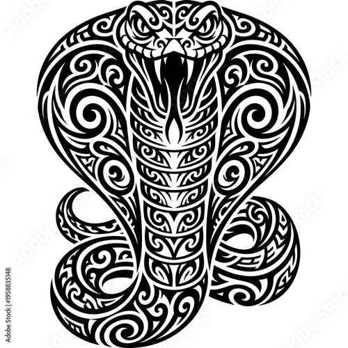Tribal tattoo style cobra