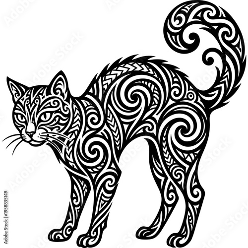 Tribal tattoo style cat