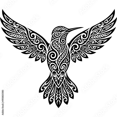 Tribal tattoo style hummingbird