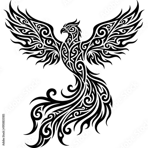 Tribal tattoo style phoenix