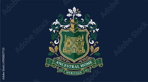 Ancestral Home Family Crest Emblem 1.
