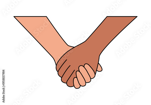 Dos manos entrelazadas de diferentes tonos de piel