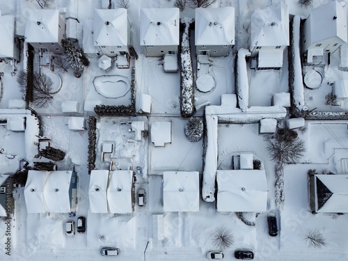 vue aérienne d'une banlieue de Québec en hiver, Canada