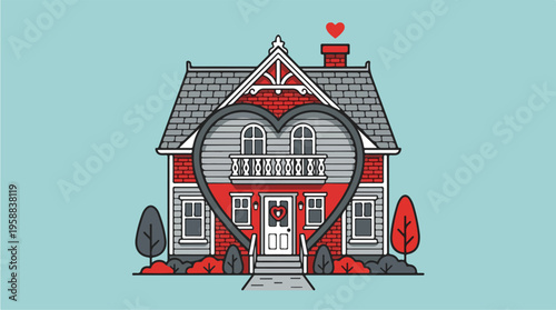 Colorful House with Heart.