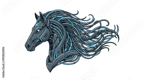 Dark horse head with mane.