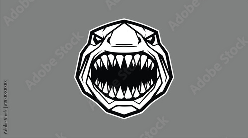 Fierce Shark Head Illustration.