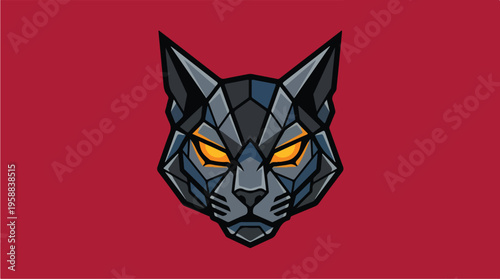 Geometric Panther Head Illustration.
