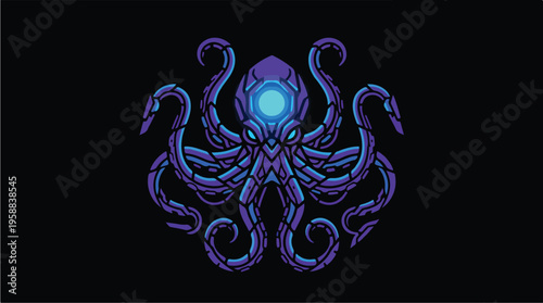 Glowing Blue Octopus Tentacles Creature.