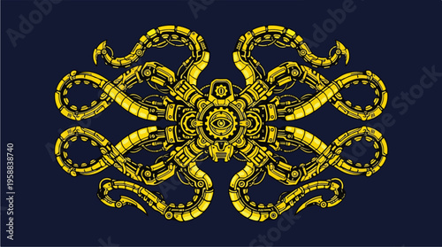 Golden Snake Emblem Design Symbol.