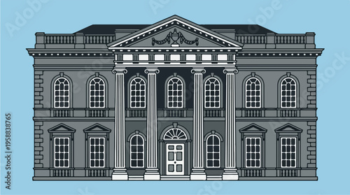 Gray Building with Columns Facade.