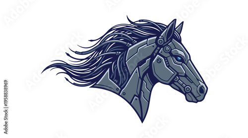 Horse Head Illustration Dark Blue.