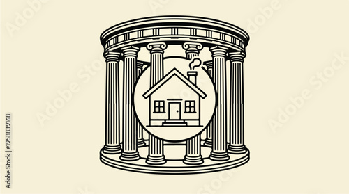 House Protected by Columns Structure.