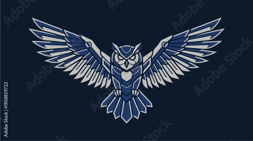 Owl Spread Wings Dark Background.