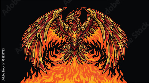 Phoenix Rising from Flames.