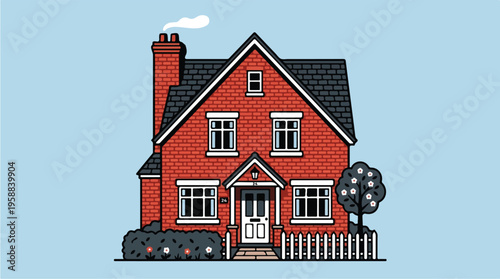 Red Brick House with Fence.