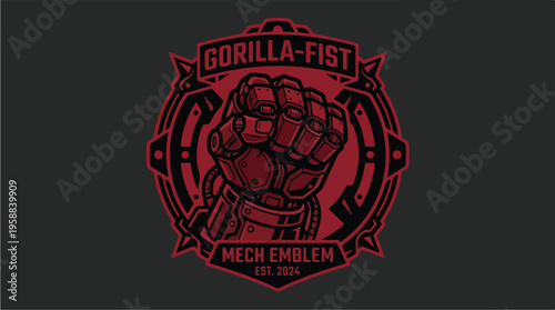 Red Gorilla Fist Emblem Logo.