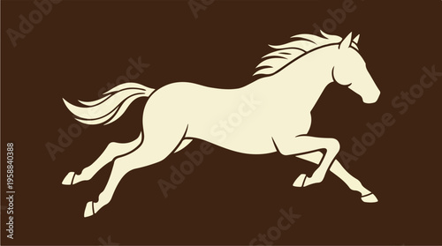 Running Horse Silhouette Galloping Fast.