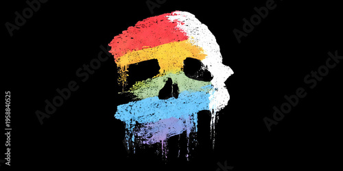 Rainbow Drip Skull, ai generated.