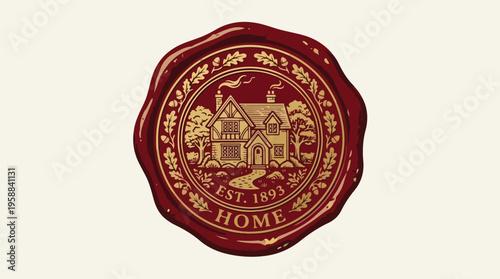 Vintage Home Emblem Seal.