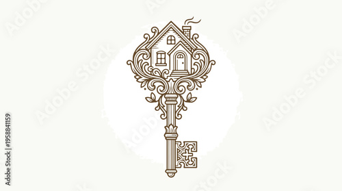 Vintage House Shaped Metal Key.