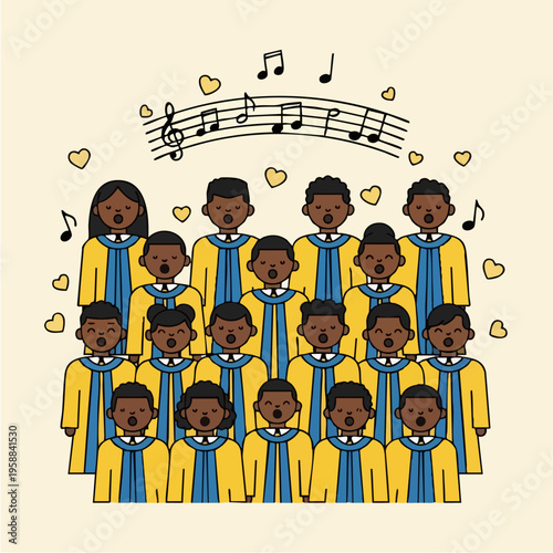 African American choir group singing.