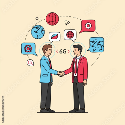 Businessmen Shaking Hands with 6G.