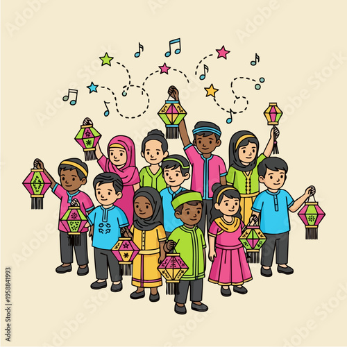 Diverse Group of Children Celebrating.