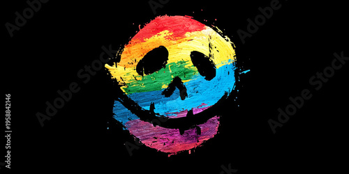 Rainbow Drip Skull, ai generated.