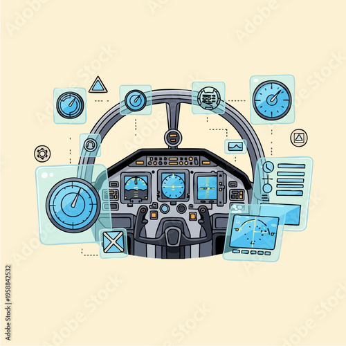 Futuristic Cockpit Control Panel System.