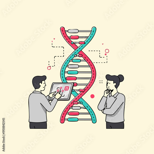 Geneticists Studying DNA Helix Structure.