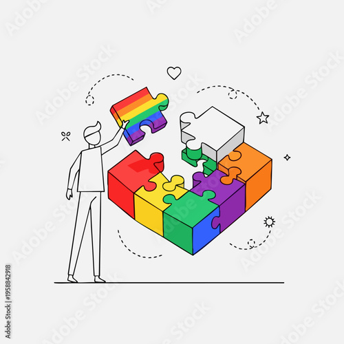 LGBTQ Puzzle Piece Heart Symbol.