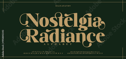 Nostelgia Radiance Elegant alphabet letters font set. Classic Custom Lettering Designs for logo, Poster. Typography fonts classic style, regular uppercase, lowercase and number. vector illustration
