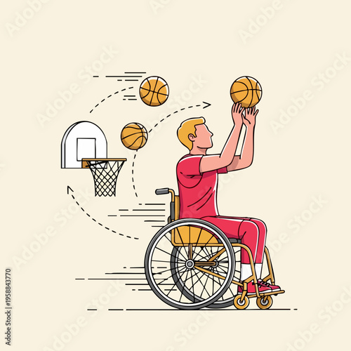 Man in wheelchair playing basketball.
