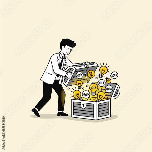 Man Opening Treasure Chest Money.