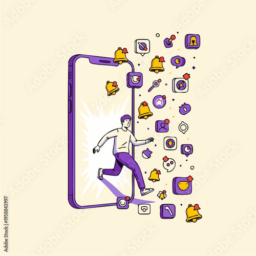 Man Running Out of Smartphone.